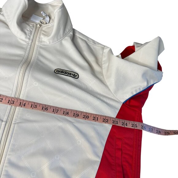 Adidas 70s Track Jacket Plus Sz 2X Zip Up Retro Top Red Off White Logo Monogram - Picture 9 of 10